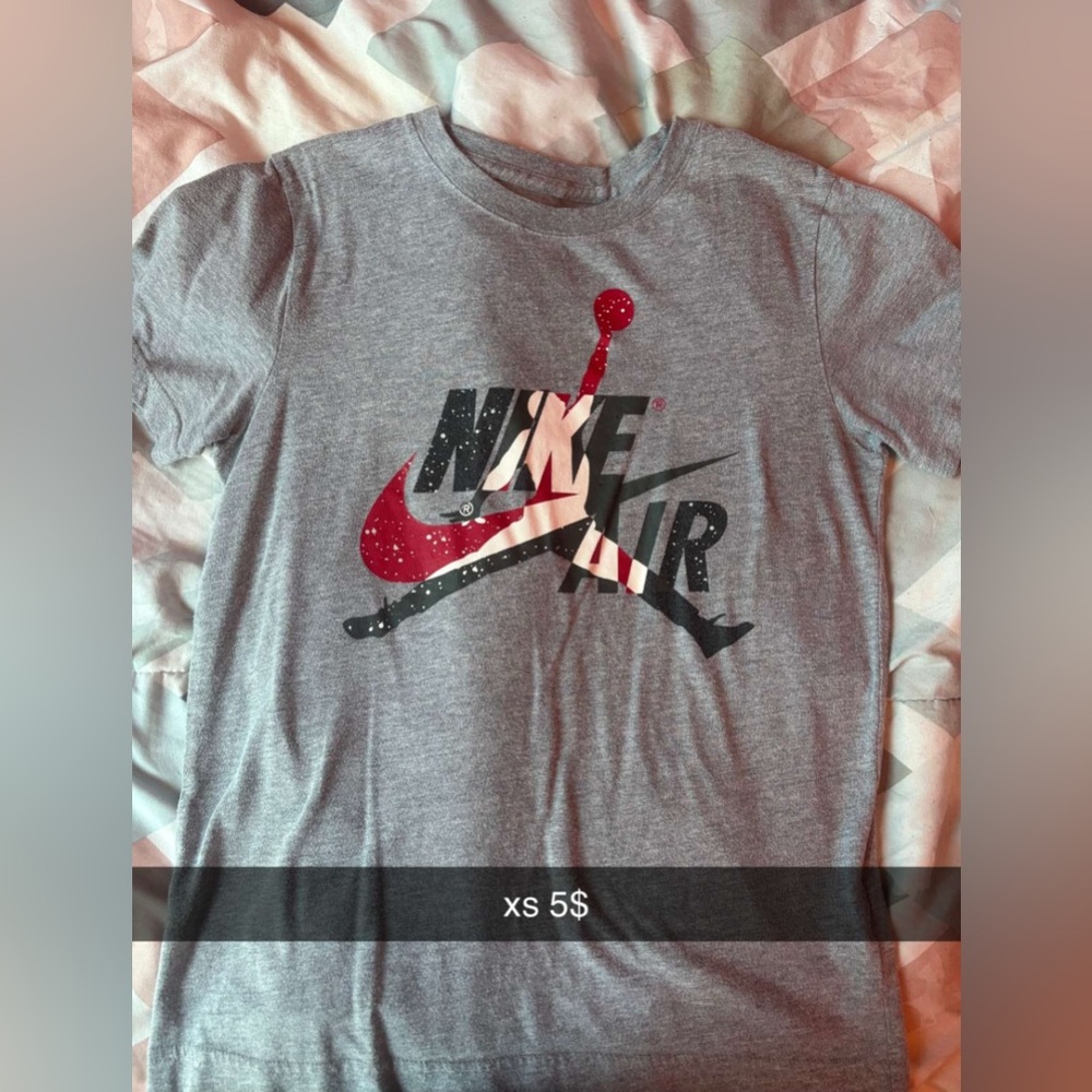 Nike Air Gray T-Shirt with Red and Black Logo